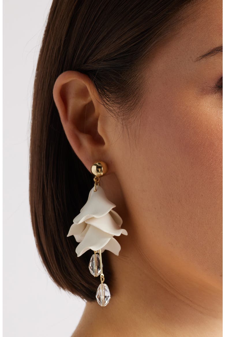 Petal Chandelier Drop Earrings, Alternate, color, IVORY- GOLD