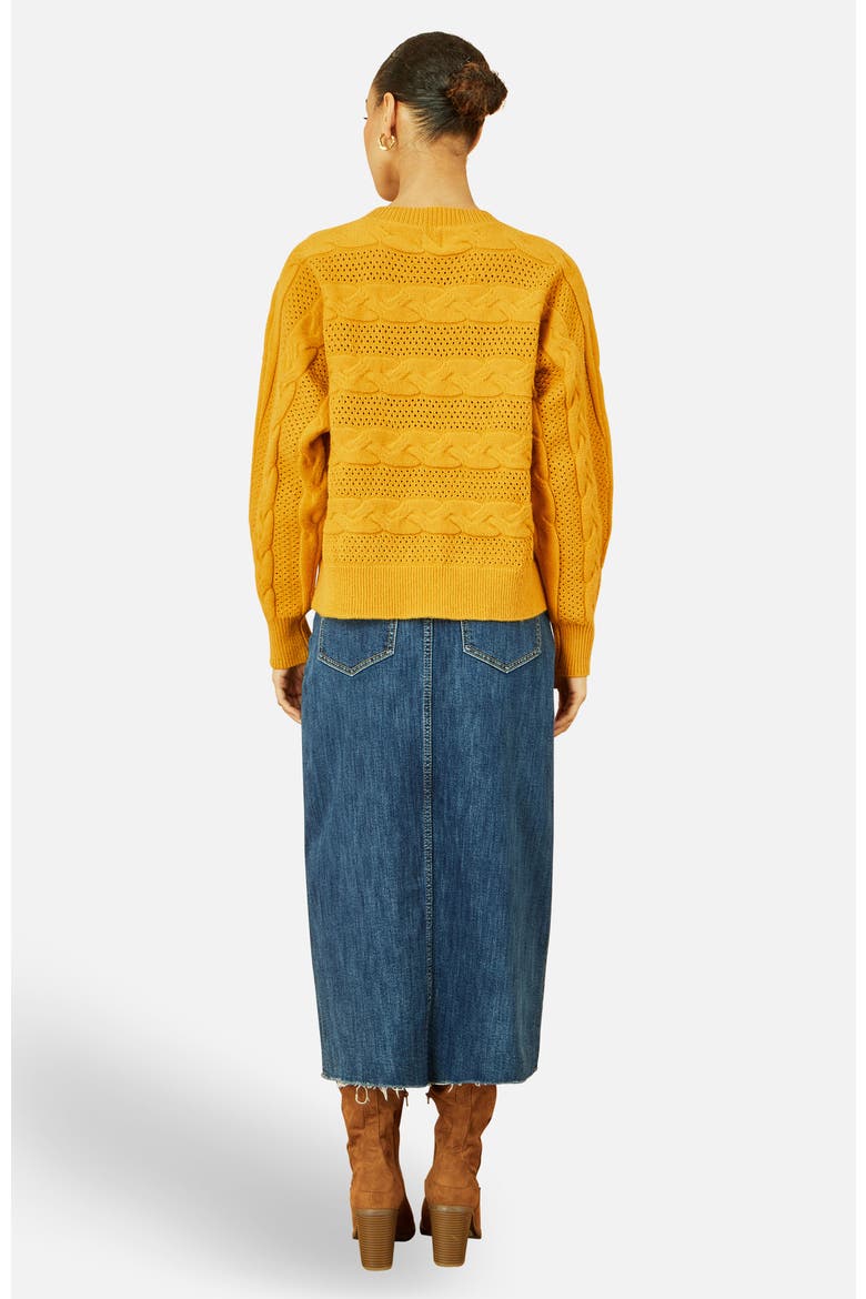 Cable Knit Relaxed Fit Jumper, Alternate, color, Mustard