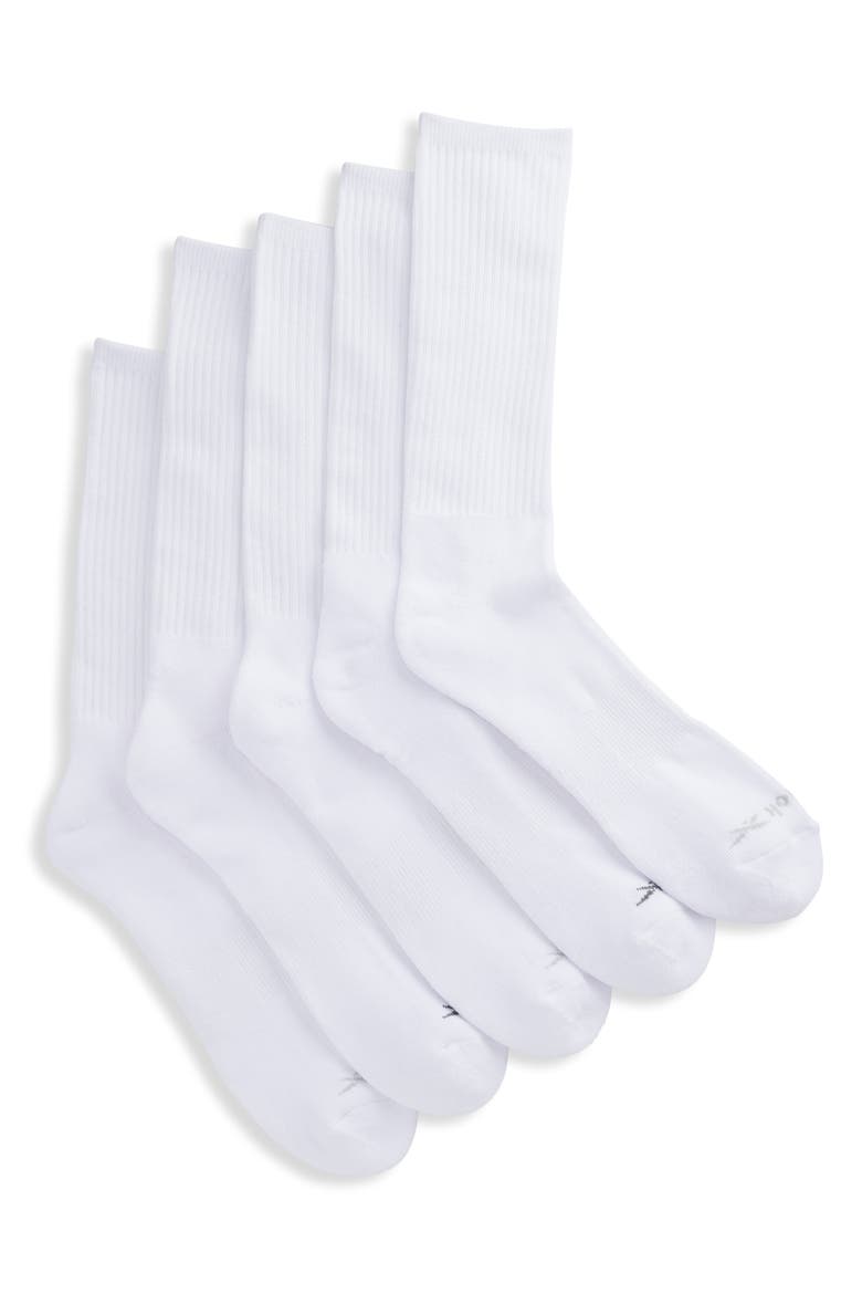 Big & Tall Vector 5-pk Crew Socks, Main, color, WHITE
