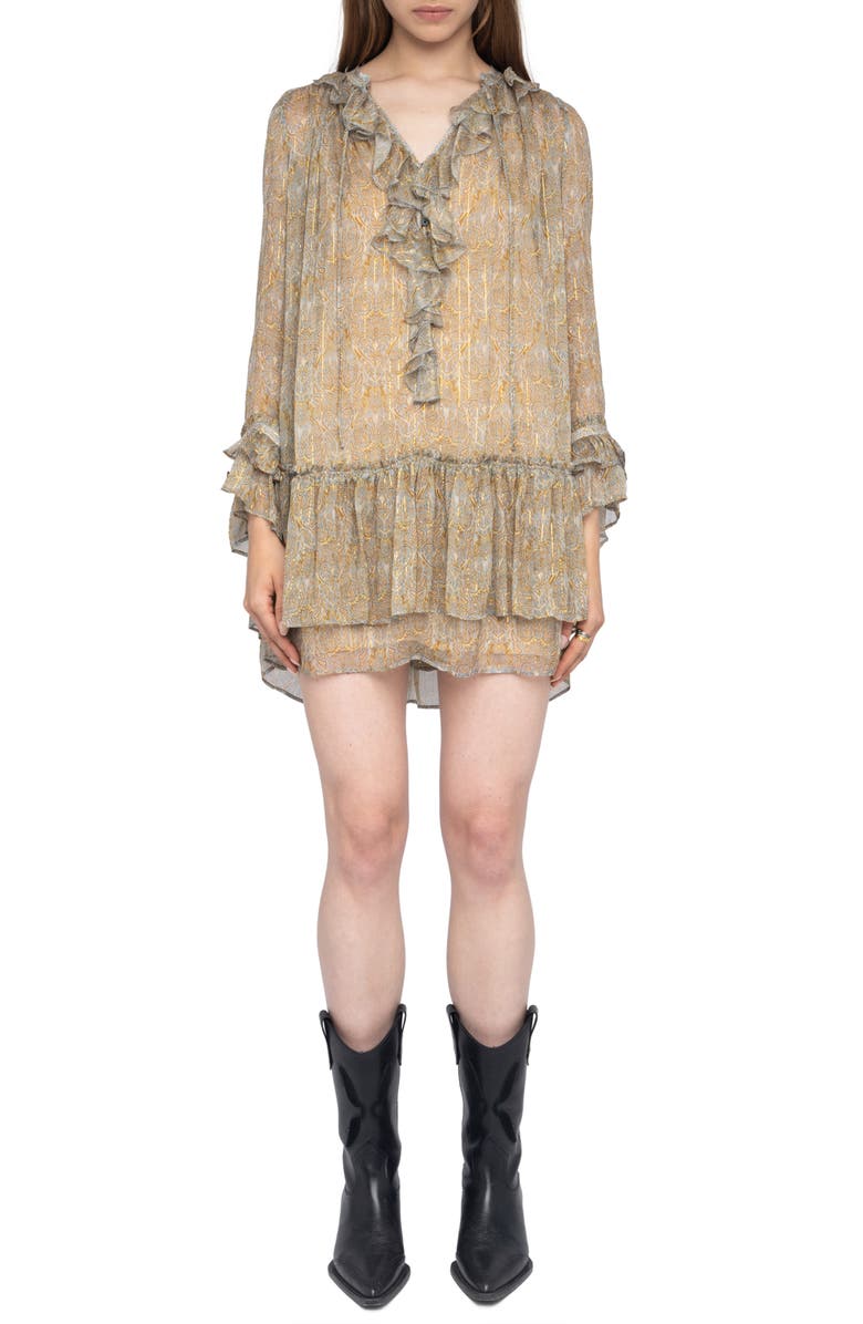 Zadig & Voltaire Alice Paisley Print Long Sleeve Minidress, Main, color,