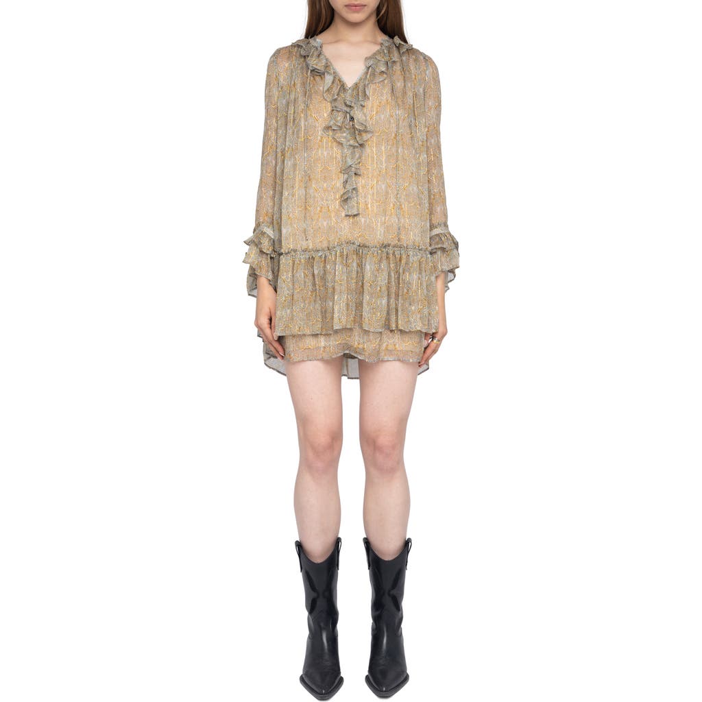 Zadig & Voltaire Alice Paisley Print Long Sleeve Minidress In Green