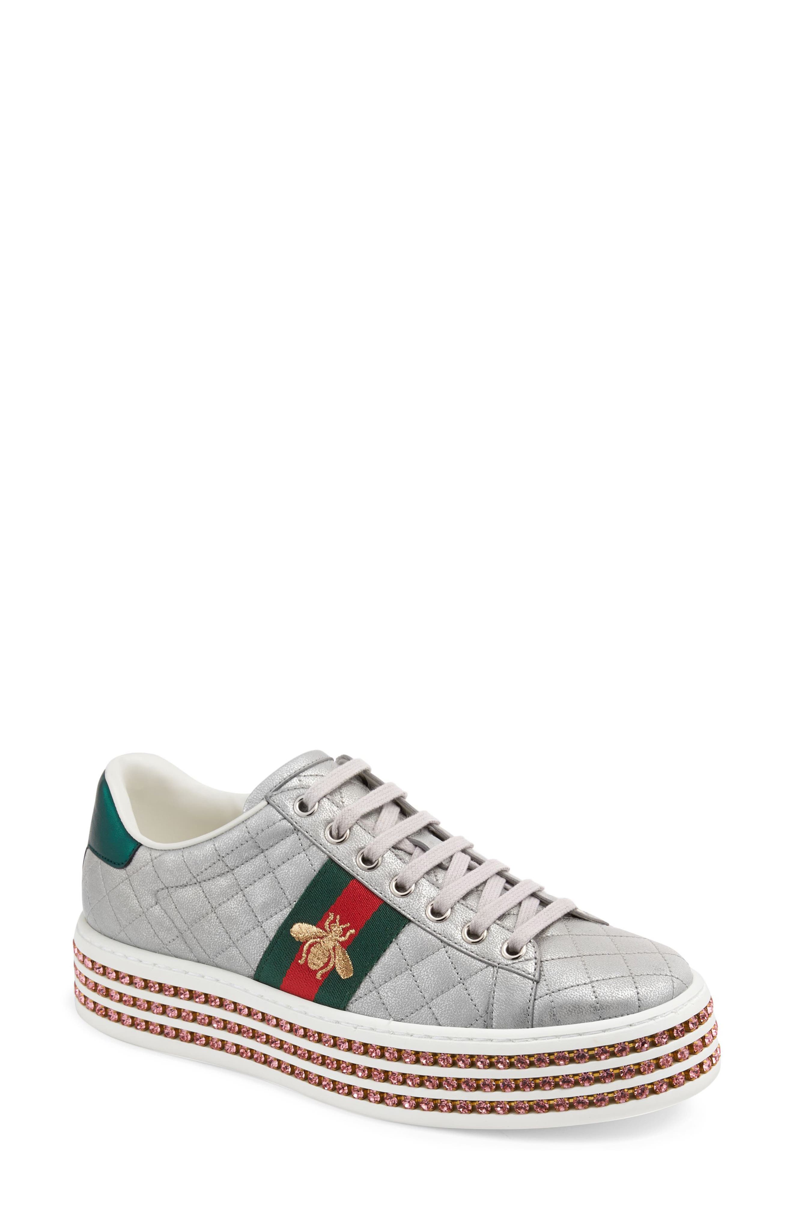 New Ace Platform Sneaker, Main, color, ARGENTO LEATHER