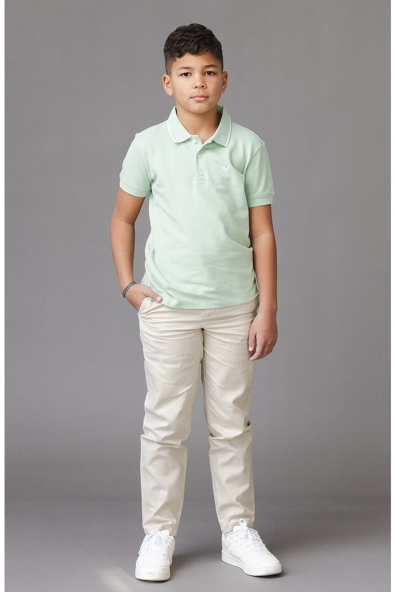 Kids' Organic Short Sleeve Knit Pique Polo Shirt, Alternate, color, Soft Green