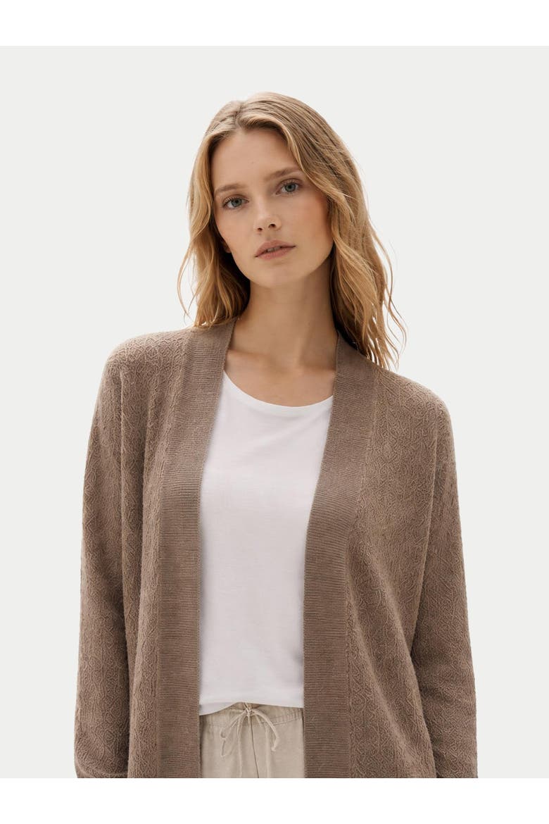 Ajour Knit Open front Cardigan, Alternate, color, taupe