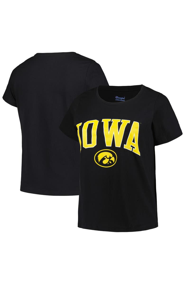 PROFILE Women's Profile Black Iowa Hawkeyes Plus Size Arch Over Logo Scoop Neck T-Shirt, Main, color,