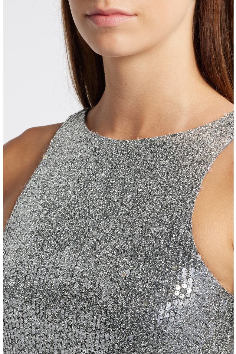 Sequin Sleeveless Column Gown, Alternate, color, CHARCOAL