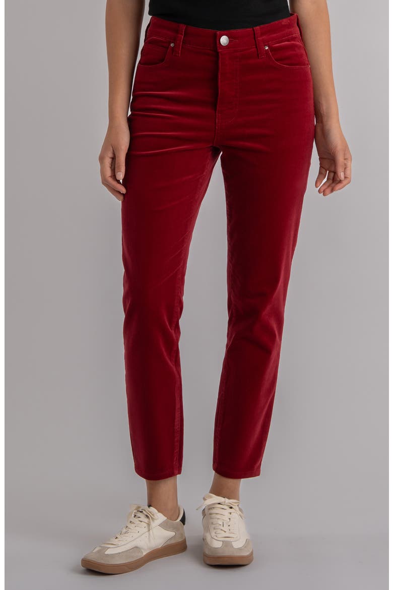 Charlize Ankle Cigarette Velvet Pants, Main, color, RED