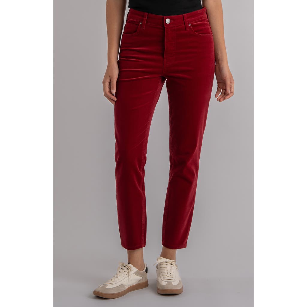 Kut From The Kloth Charlize Ankle Cigarette Velvet Pants In Red
