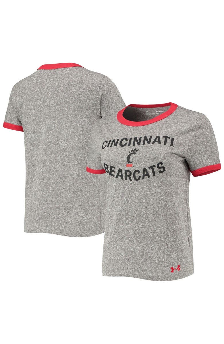 Under Armour Women's Under Armour Heathered Gray Cincinnati Bearcats Siro Slub Tri-Blend Ringer T-Shirt, Main, color, Heather Gray