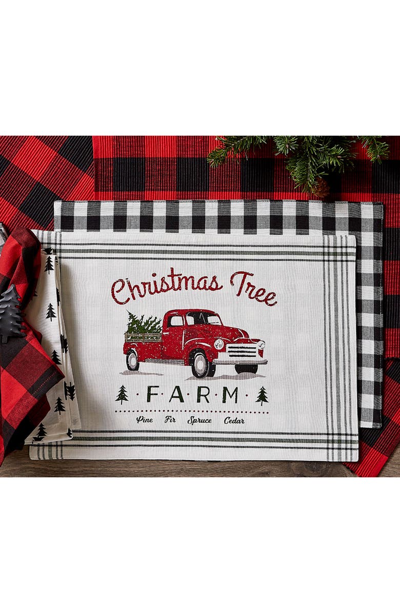 Design Imports Buffalo Check Print Cotton Table Runner, Alternate, color, Black/ Red