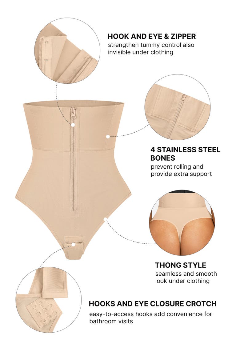 High-Rise Body Sculpting Thong, Alternate, color, Onyx Black