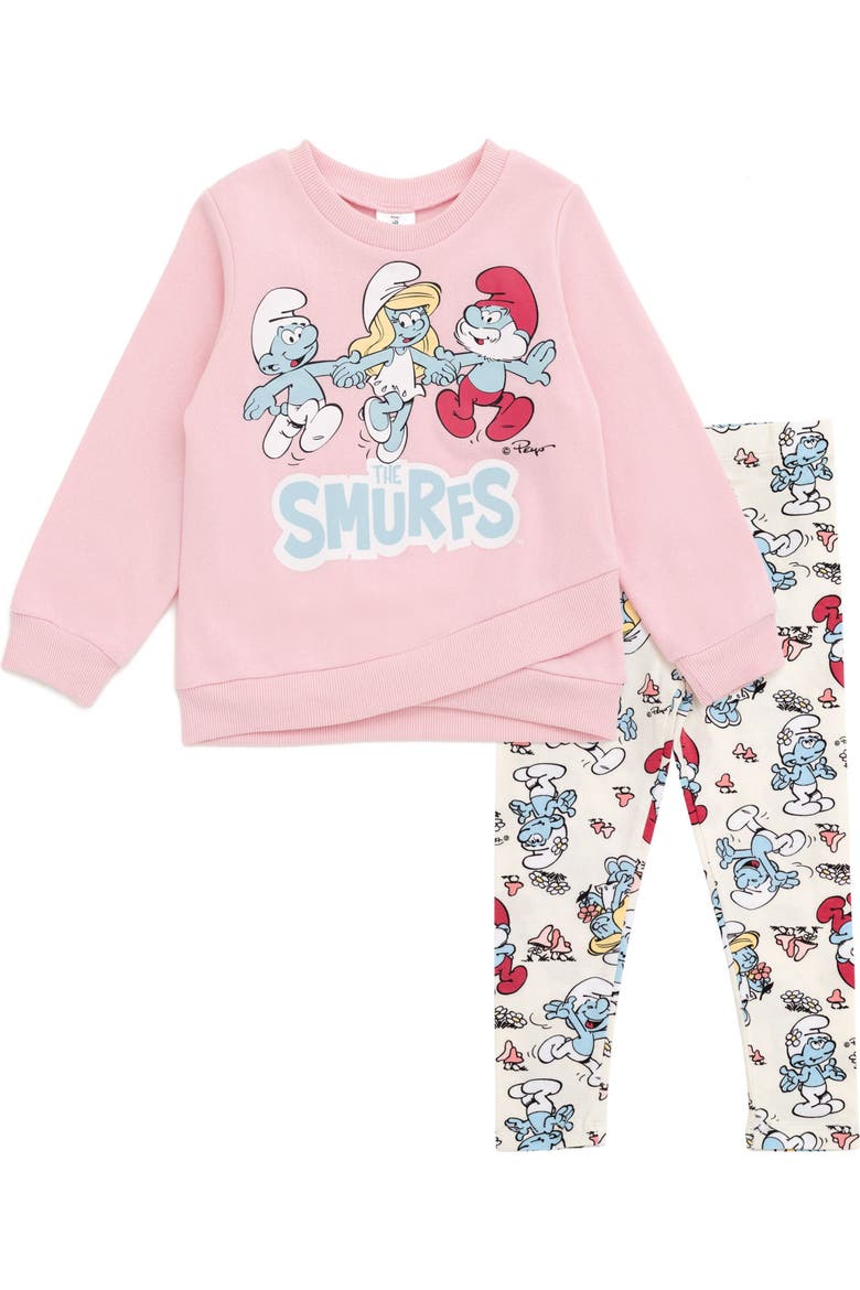 2-Piece Fleece Sweatshirt and Leggings Set, Main, color, Pink Smurfette
