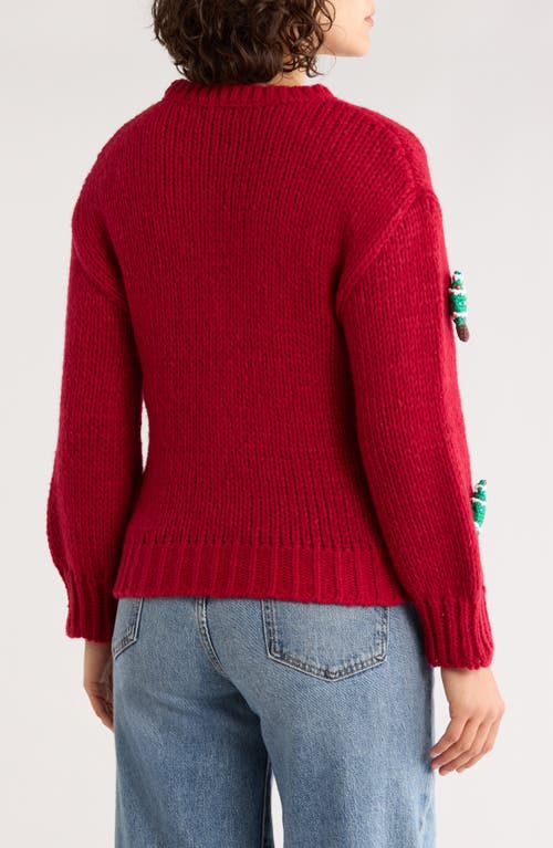 Roffe Accessories Embroidered Christmas Tree Sweater In Red