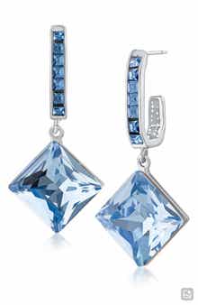 Princess Cut Crystal Drop Hoop Earrings (Nordstrom Exclusive)