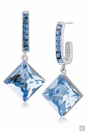 Princess Cut Crystal Drop Hoop Earrings (Nordstrom Exclusive)
