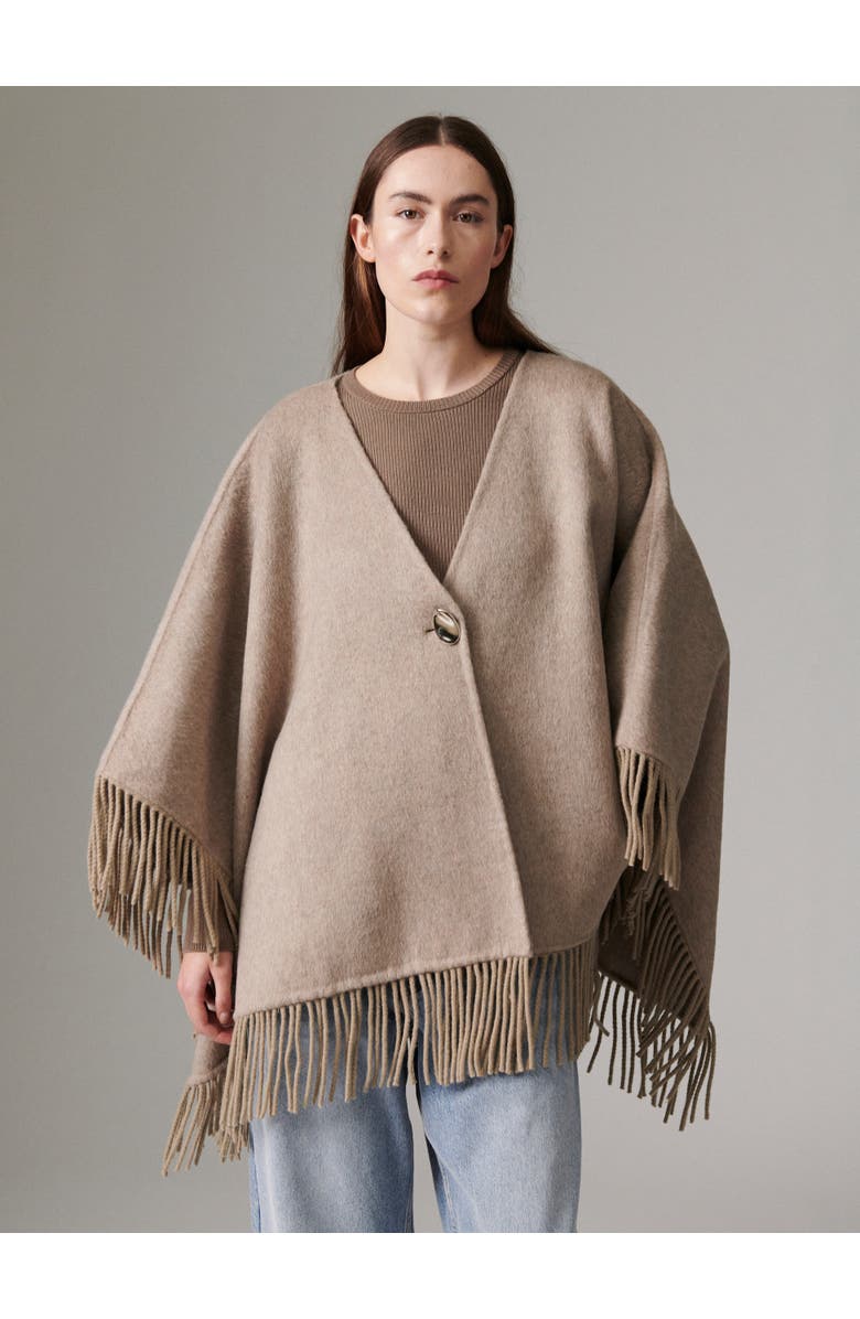 DAY Birger et Mikkelsen Fringed Open Front Poncho, Main, color, Beige Melange