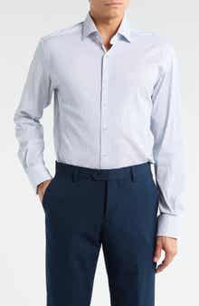 Eterna Modern Fit Pique Stripe Button Front Shirt