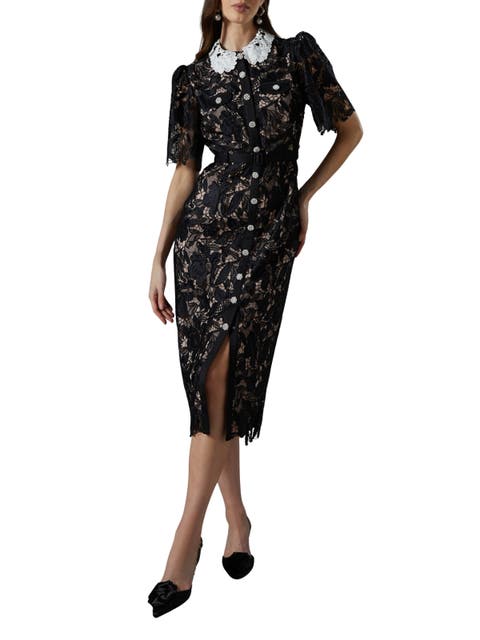 Short Sleeve Lace Shirt Dress