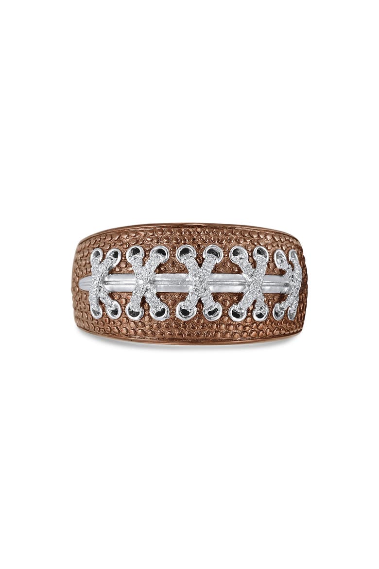 Touchdown American Football Diamond Band Men Ring, Main, color, Brown