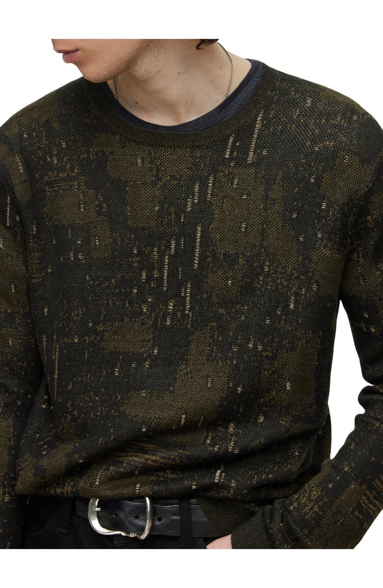 John Varvatos Patchin Regular Fit Jacquard Linen Blend Crewneck Sweater, Alternate, color,