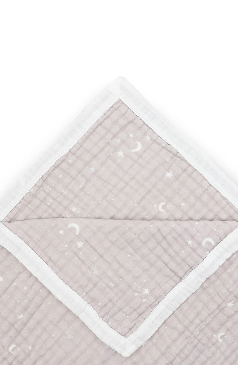 little unicorn Organic Cotton Muslin Quilted Throw, Alternate, color, Moon Dust