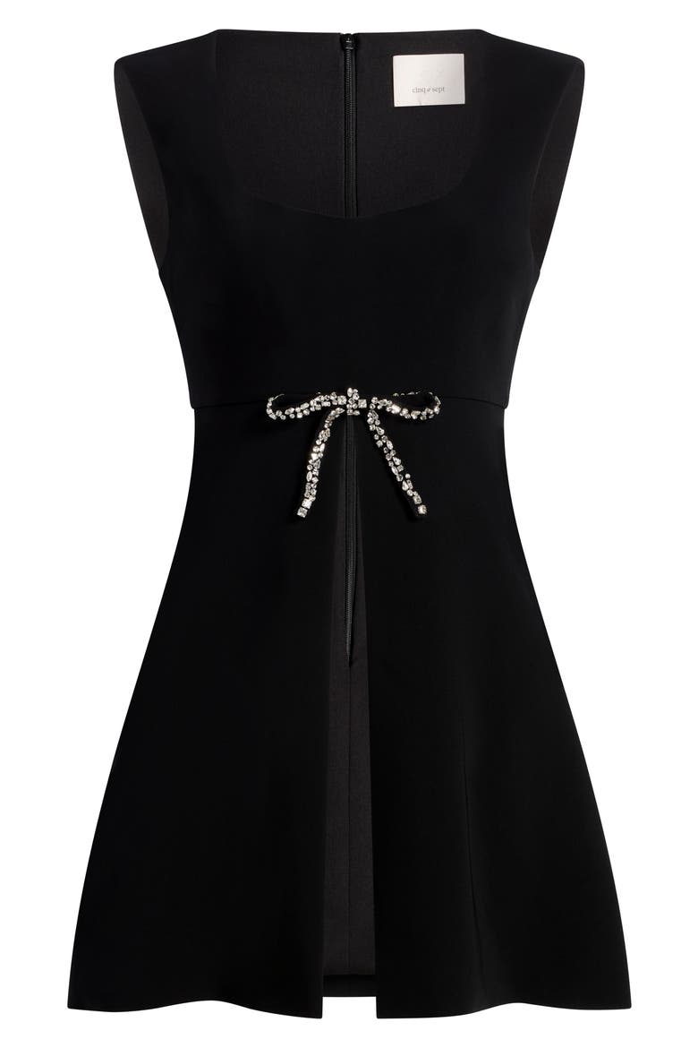 Jo Rhinestone Bow Dress, Alternate, color, BLACK/IVORY