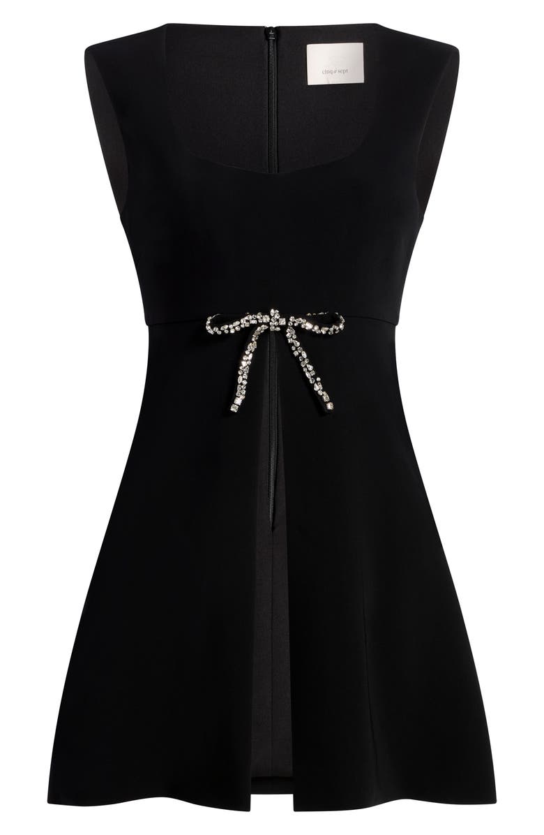 Cinq à Sept Jo Rhinestone Bow Dress, Alternate, color, Black/ Ivory