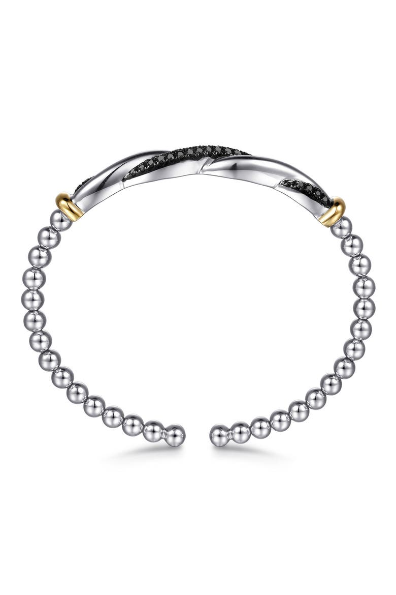Bujukan Sterling Silver & 14k Gold Black Spinel Bangle, Alternate, color, STERLING / 14K/ BLACK