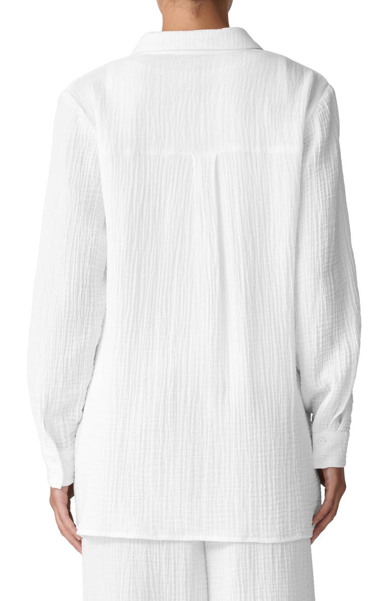 Eileen Fisher Easy Classic Organic Cotton Button-Up Shirt, Alternate, color, White