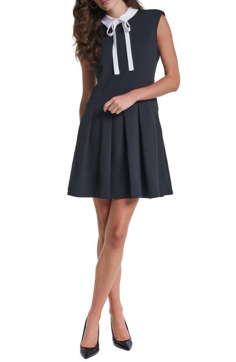 Contrast Detail Scuba Crepe A-Line Minidress