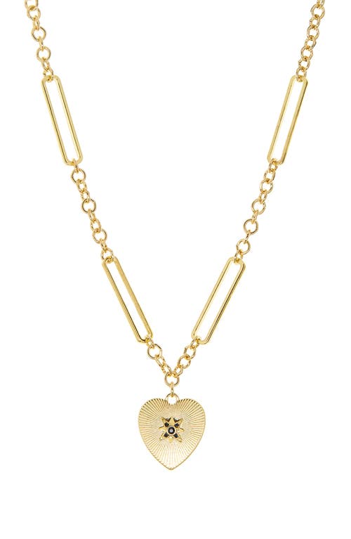 Marlyn Schiff Etched Heart Pendant Necklace In Gold