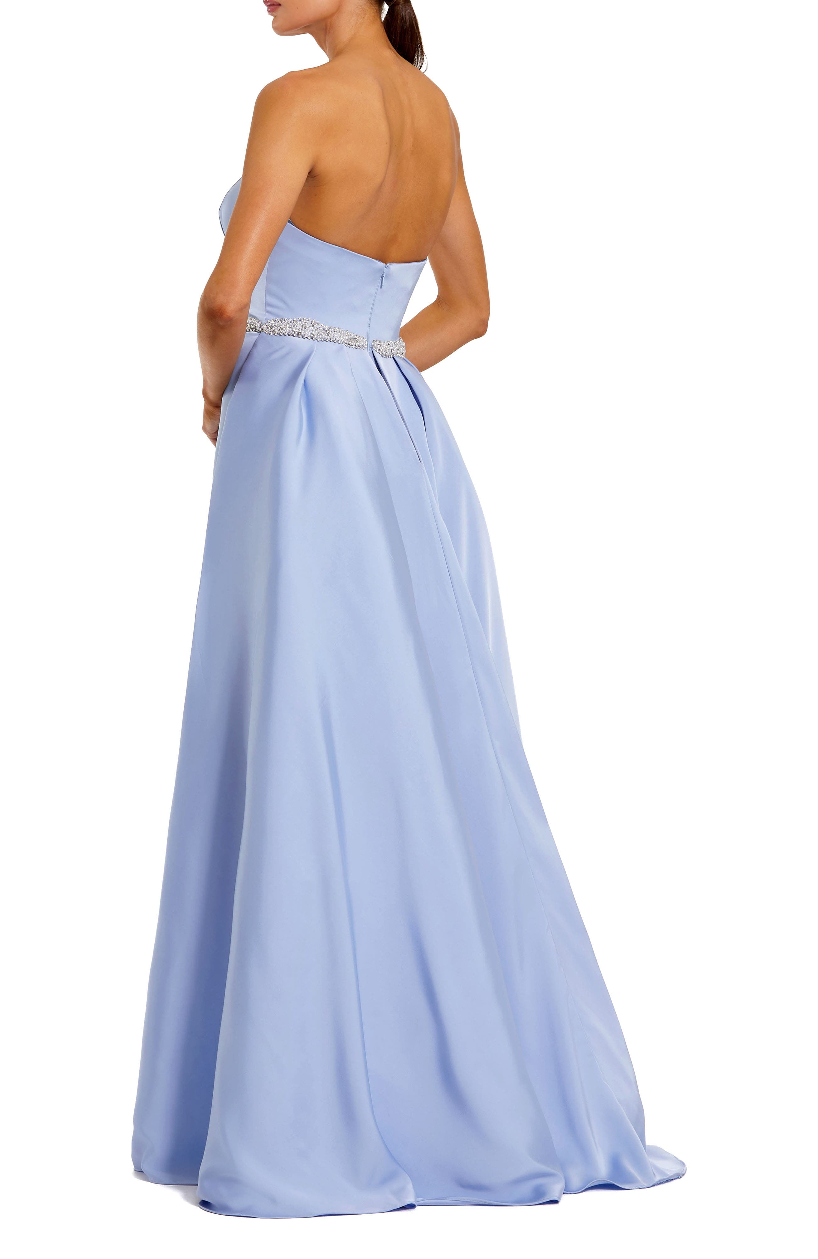 Strapless Stretch Satin Column Gown With Overskirt - image 2