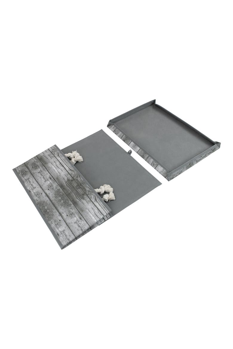 Grey Wooden Pattern Storage Box - Set of 2, Alternate, color, GREY