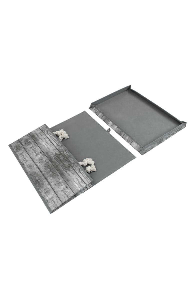 SORBUS Grey Wooden Pattern Storage Box - Set of 2, Alternate, color, Grey