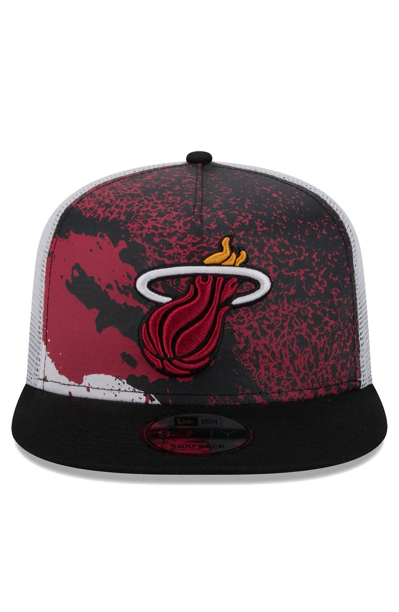 New Era Men's New Era Black Miami Heat Court Sport Speckle 9FIFTY Snapback Hat, Alternate, color, Black
