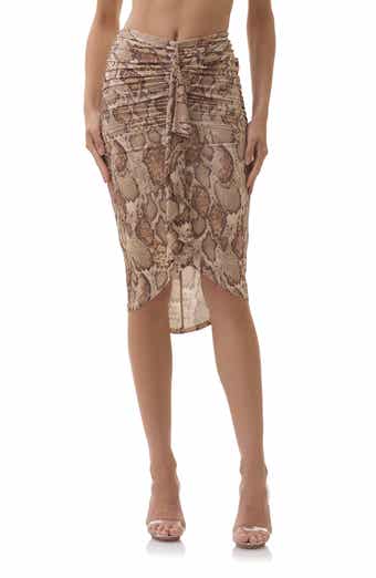 AFRM Isadora Ruched Ruffle Mesh Skirt