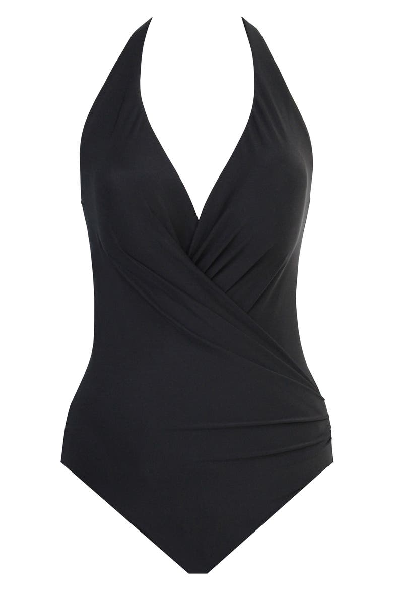Wrapsody One-Piece Swimsuit, Alternate, color, BLACK