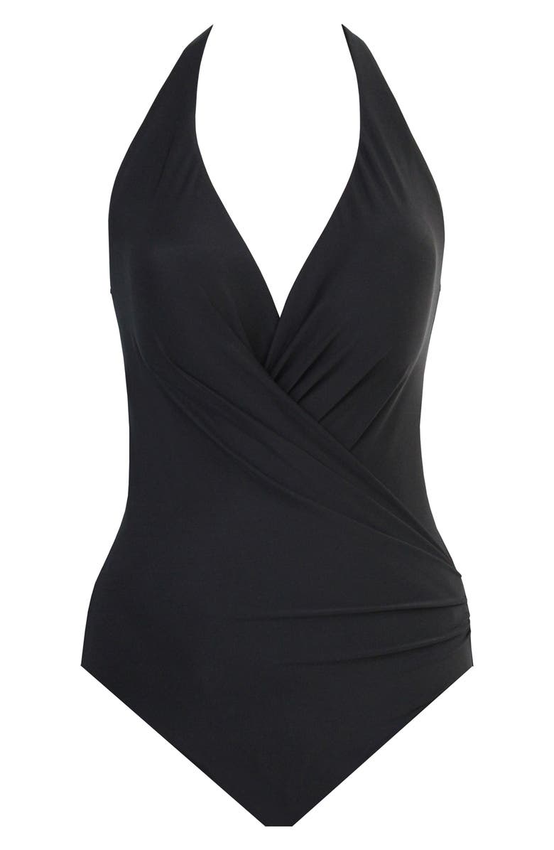 Miraclesuit<sup>®</sup> Wrapsody One-Piece Swimsuit, Alternate, color, Black