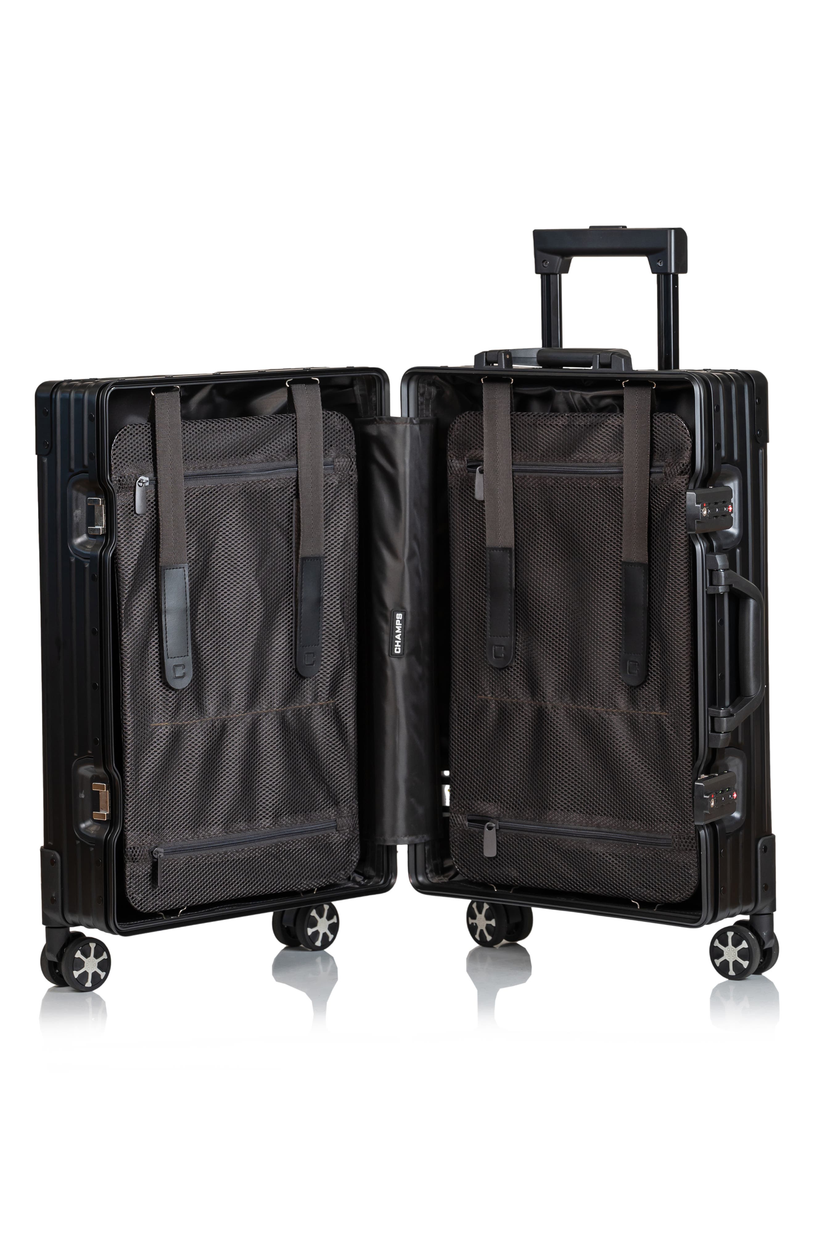 CHAMPS Aluminum Hardside Spinner Suitcase Carry-On, Alternate, color, Black