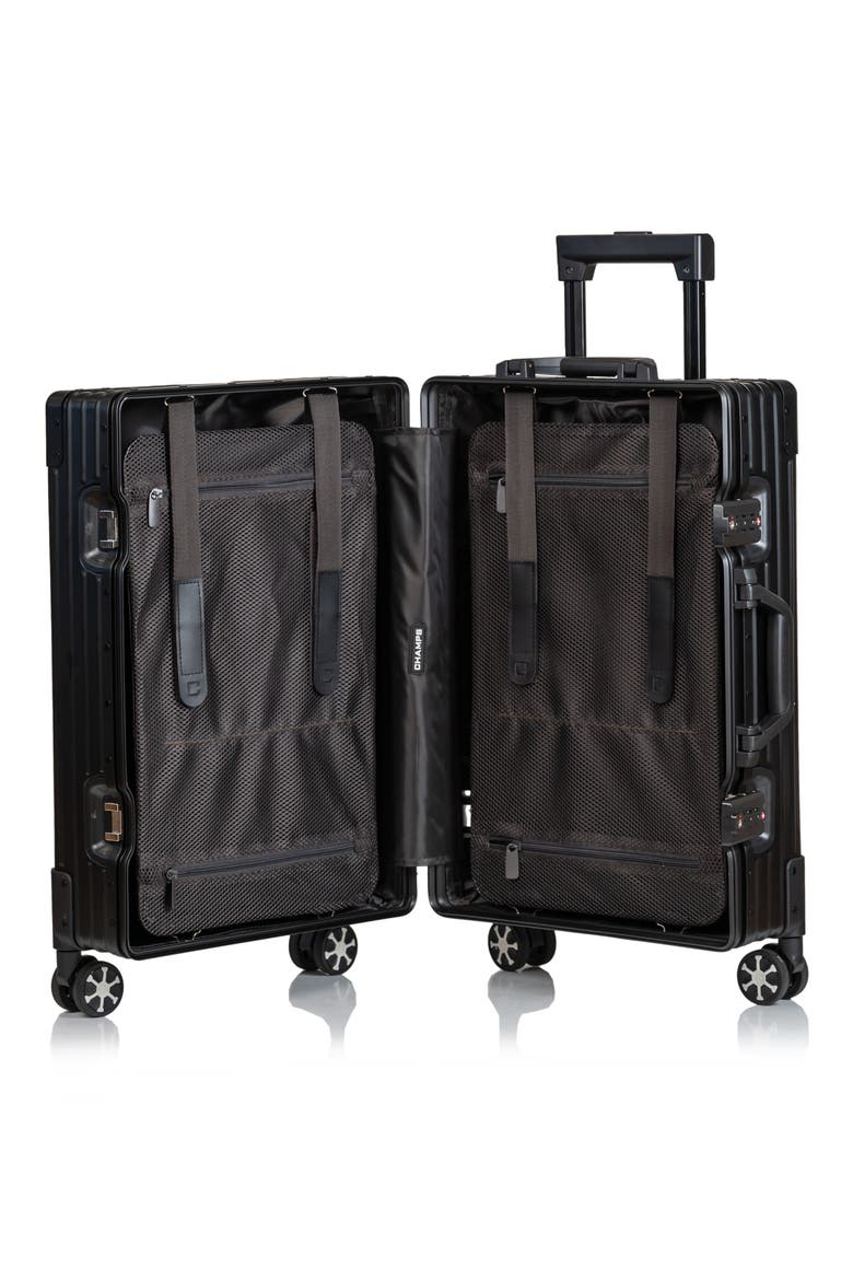 Aluminum Hardside Spinner Suitcase Carry-On, Alternate, color, BLACK