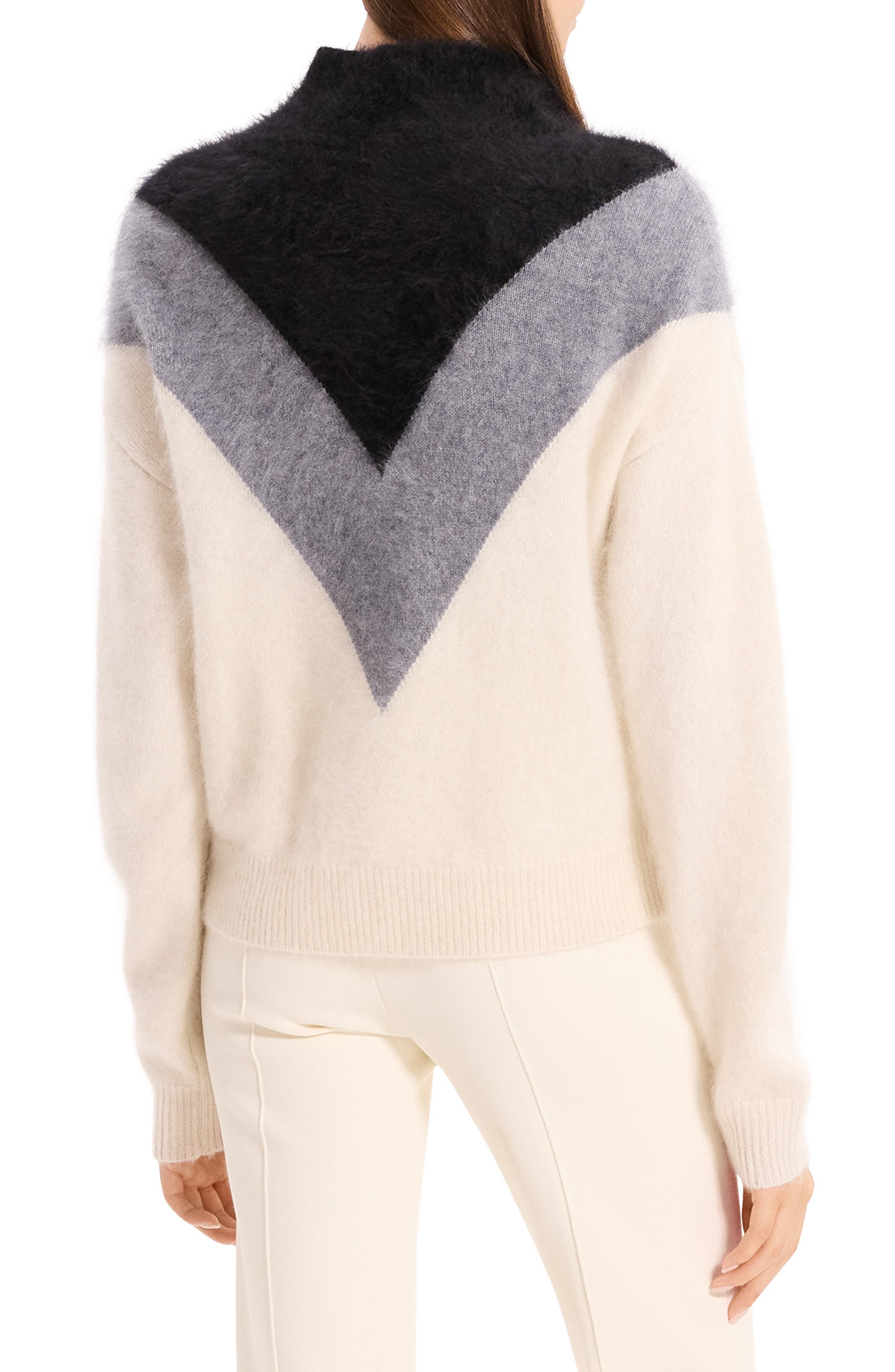 Chevron Yoke Brushed Cashmere Sweater - image 2