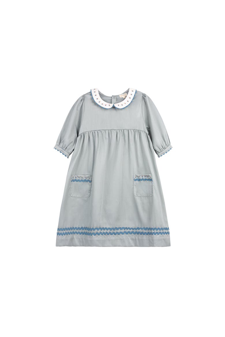 Looms Wave Collection - Tulip Collar 3/4 Dress for Little Kids, Main, color, Blue