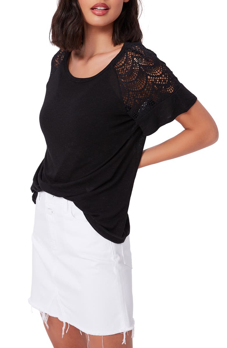 PAIGE Finley Crochet Lace Sleeve Top, Alternate, color, 