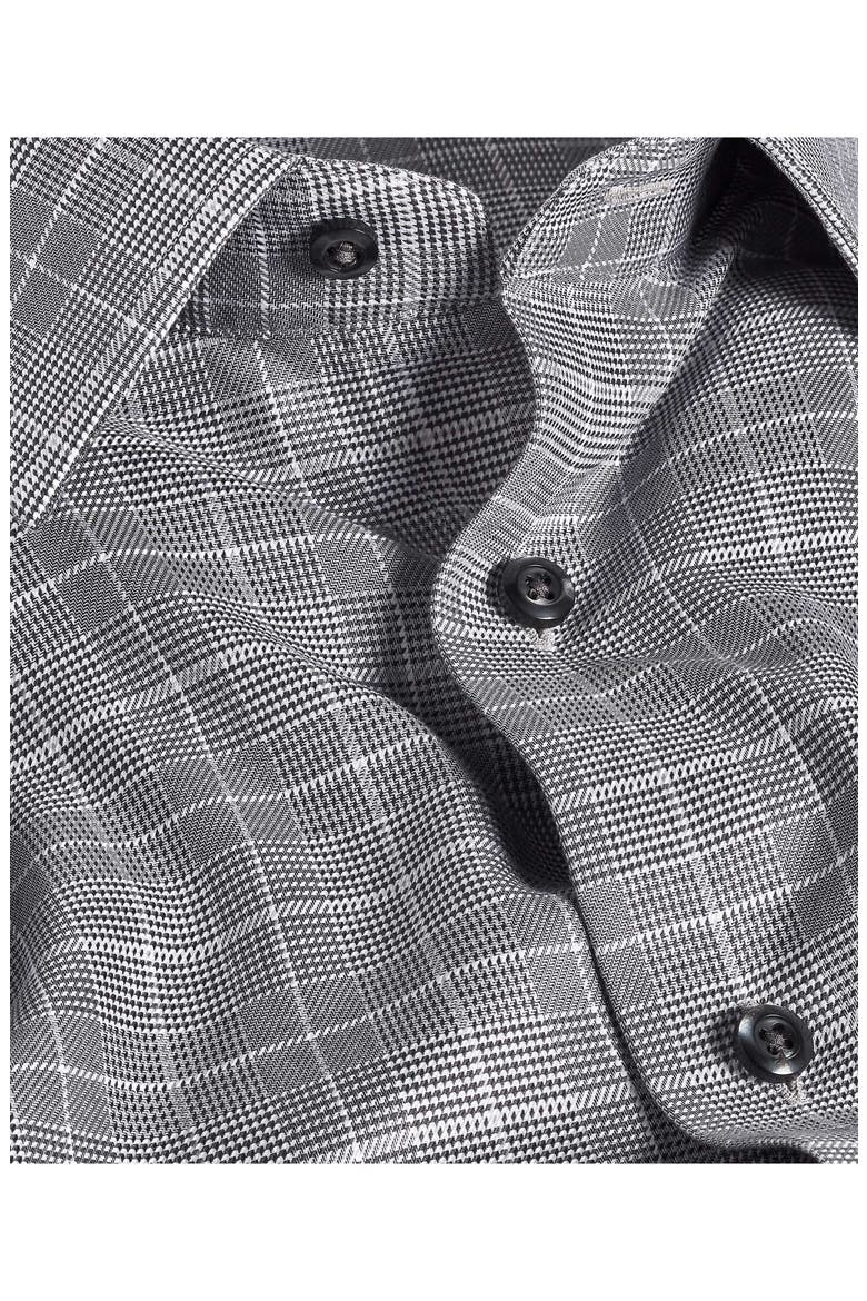 Trim Fit Grey Glen Check Cotton Dobby Dress Shirt, Alternate, color, CHARCOAL