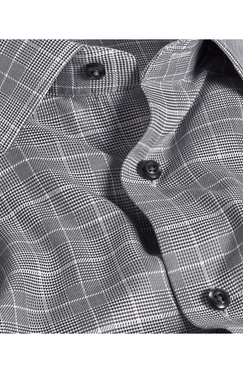 David Donahue Trim Fit Grey Glen Check Cotton Dobby Dress Shirt, Alternate, color, Charcoal