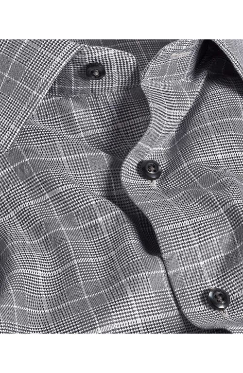 David Donahue Trim Fit Grey Glen Check Cotton Dobby Dress Shirt In Gray