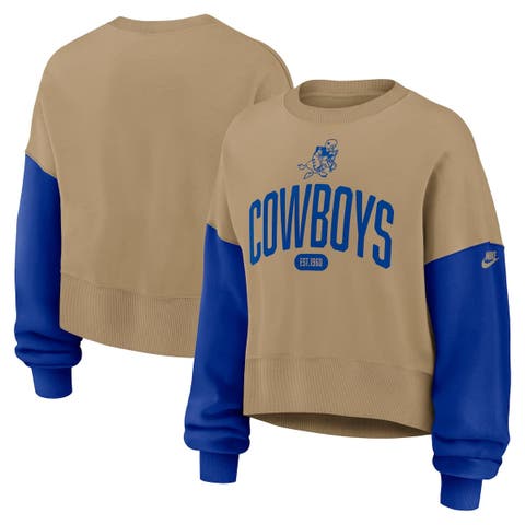 Women's Nike Tan Dallas Cowboys Oversized Rewind Pullover Sweatshirt