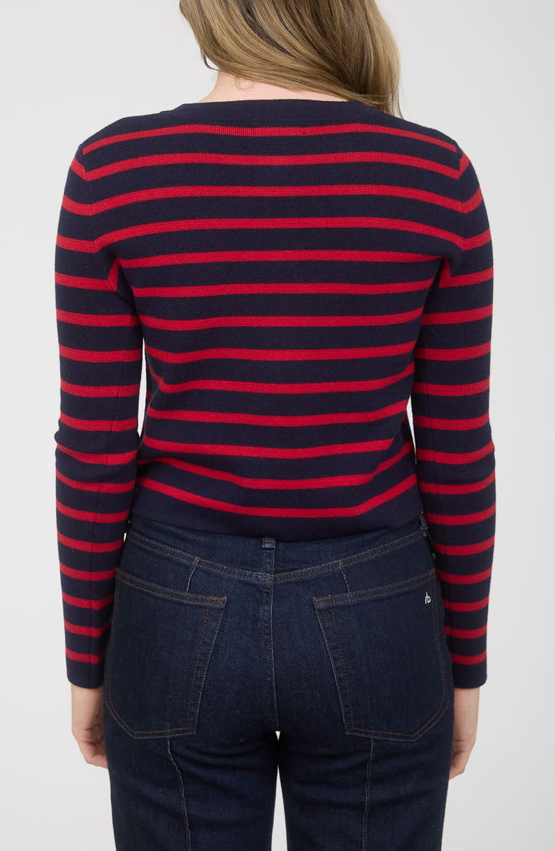 Blu Pepper Stripe Cardigan, Alternate, color, Navy