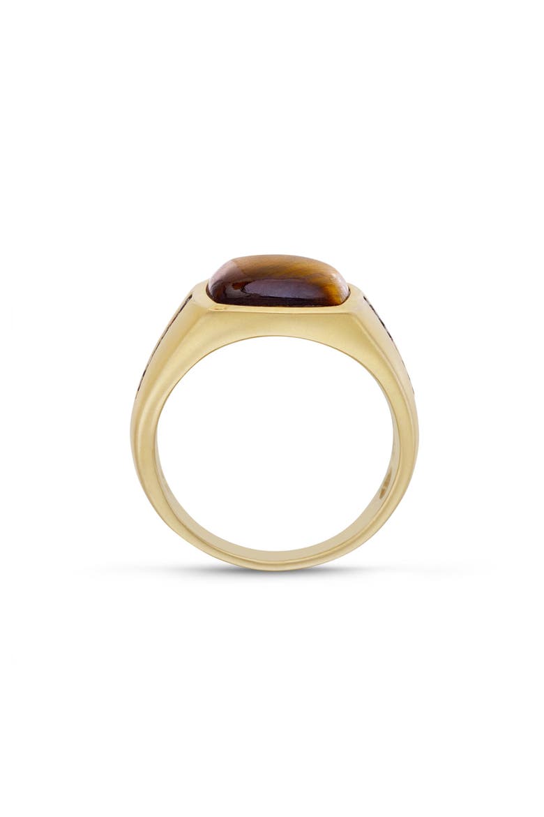 Chatoyant Yellow Tiger Eye Silver Diamond Men Signet Ring, Alternate, color, 14KT Gold Vermeil on Sterling