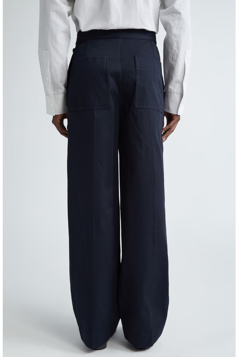 Folded Front Detail Cotton Twill Trousers, Alternate, color, MIDNIGHT BLUE